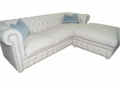 Sofa Samt Ecksofa Chesterfield Textil Stoff Eckcouch Polster Couch Eckgarnitur